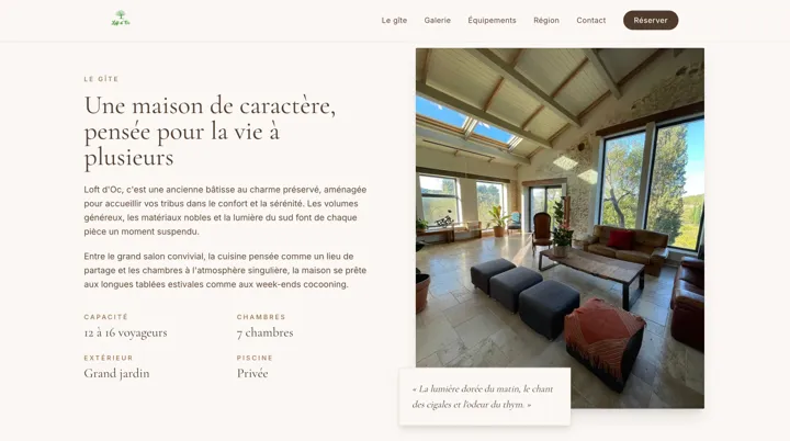 Aperçu du site Loft d’Oc